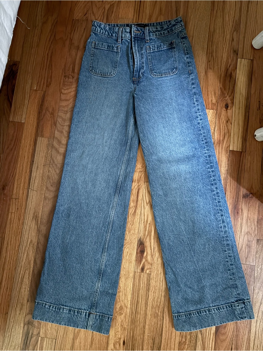 ASOS Wide-Leg Jeans in Medium Blue Denim